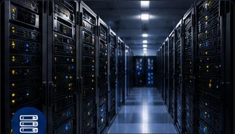 Professional enterprise data center aisle